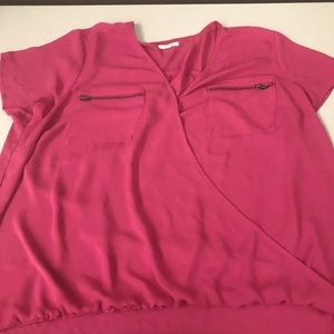 MAKE OFFER! Maurices Plus 2 Pink Faux Wrap High Low Blouse